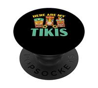 Voici mes tikis Hawaiian Luau Party Tiki Bar PopSockets PopGrip Adhésif