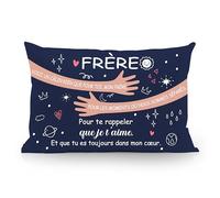 Voici un câlin rien que pour toi mon frère pour les moments où nous sommes séparés Pour te rappeler que je t’aime Taies d'oreiller pour frère Anniversaire Cadeau de Noël Meilleurs Frères (frère-b)