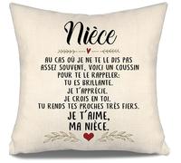 Voici Un Coussin pour Te Le rappeler Tu ES Brillante Je t’apprécie Je Crois en toi Je t’Aime ma nièce Housse de Coussin pour Nièce de Tante Oncle Anniversaire Cadeau de Noël Nièce Rappel (nièce-a)