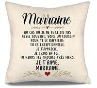 Voici Un Coussin pour Te Le rappeler Tu ES exceptionnelle Je t’apprécie Je Crois en toi Je t’Aime Marraine Housses de Coussin pour Marraine Anniversaire Fête des mères Cadeau de Noël (Marraine-a)