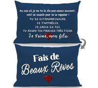 Voici Un Coussin pour Te Le rappeler Tu ES Extraordinaire Je t’apprécie Je Crois en toi Je t’Aime Mon Fils Taie d'oreiller pour Le Fils de Maman Papa Anniversaire Cadeau de Noël Rappel (Fils-a)
