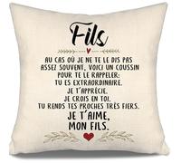 Voici Un Coussin pour Te Le rappeler Tu ES Extraordinaire Je t’apprécie Je Crois en toi Je t’Aime Mon Fils Housse de Coussin pour Le Fils de Maman Papa Anniversaire Cadeau de noël (Fils-a)