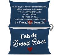 Voici Un Coussin pour Te Le rappeler Tu ES Extraordinaire Je t’apprécie Je Crois en toi Je t’Aime Taies d'oreiller Double Face pour Beau-Fils de Belle-mère Beau-père Anniversaire Cadeau de Noël