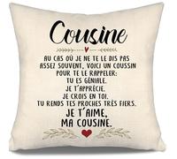 Voici Un Coussin pour Te Le rappeler Tu ES géniale Je t’apprécie Je Crois en toi Je t’Aime ma cousine Housse de Coussin pour Cousine Anniversaire Cadeau de Noël Cousine Rappel(cousine-a)