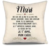 Voici Un Coussin pour Te Le rappeler Tu ES Incroyablement Sexy Je t’apprécie Chaque Jour Je Crois en toi Je t’Aime Mon Chéri Housses de Coussin pour Mari Anniversaire Saint-Valentin Noël Cadeau