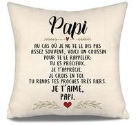 Voici Un Coussin pour Te Le rappeler Tu ES précieux Je t’apprécie Je Crois en toi Je t’Aime Papi Housses de Coussin pour Papi de Petite-Fille Petit-Fils Anniversaire fête des pères Cadeau de Noë