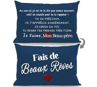 Voici Un Coussin pour Te Le rappeler Tu ES précieux Je t’apprécie sincèrement Je Crois en toi Je t’Aime Taies d'oreiller Double Face pour Beau-père Cadeau d'anniversaire de Noël (Beau-père a)