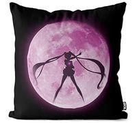 VOID Magie Lunaire taie d'oreiller Housse de Coussin Polyester étanche Outdoor Indoor Pierre de Lune Moon Luna Mars planète Anime, Kissen Größe:50 x 50 cm, Kissen Farbe:Noir