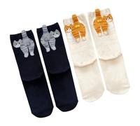 VOIDHUES 2 Paires Chaussettes Chat Mignonnes Chaussette Chat Coton 3D, Chaussettes Originales, Confortables et Respirantes, Pour les Amoureux Des Chats