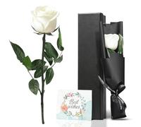 VOIDHUES Rose Eternelle en Coffret Rrose Éternelle Préservée avec Tige, Cadeau Floral Longue Durée pour Femme, Cadeau Grand Mere pour Les Anniversaires Saint Valentin (Blanc)