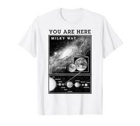 Voie lactée Système Solaire Terre Vous êtes Ici Astronomie Science T-Shirt Graphique avec Valeur, Homme, Blanc, L