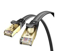 VOIETOLT Cat 8 Câble Ethernet 5M, 40Gbps/2000Mhz Haut Débit S/FTP Cable Internet, Plat Tresse RJ45 Gigabit Cable LAN pour PS4/5, Ordinateur, Modem, PC, TV