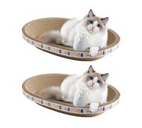 Voihamy Griffoir pour Chat Forme Ovale | Planche À Gratter pour Chat | Tapis À Gratter pour Chat | Grattoir À Chat Ovale Haute Densité | Lit À Gratter en Carton pour Chats D'intérieur Dormant