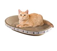Voihamy Griffoir pour Chat Forme Ovale | Planche À Gratter pour Chat | Tapis À Gratter pour Chat | Grattoir À Chat Ovale Haute Densité | Lit À Gratter en Carton pour Chats D'intérieur Dormant