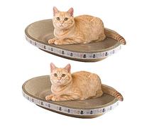 Voihamy Griffoir pour Chat Forme Ovale | Planche À Gratter pour Chat | Tapis À Gratter pour Chat | Grattoir À Chat Ovale Haute Densité | Lit À Gratter en Carton pour Chats D'intérieur Dormant