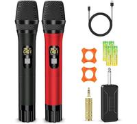 voijump Microphones sans fil, système de micro dynamique professionnel UHF en métal avec récepteur rechargeable, prise de 6,35 mm, 40 m, pour karaoké, chant, mariage, église, haut-parleur