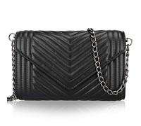 Voikukka Sac à bandoulière matelassé en cuir noir pour femme avec chaîne, pour téléphone portable, portefeuille, sac à main pour iPhone, noir, Small