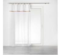 Douceur d'Intérieur – Voilage à anneaux Leana Blanc 140x240cm – Voile sablé, top polycoton et jute