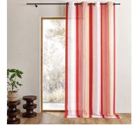 HomeMaison HM69321988 Voilage en Etamine à Rayures Verticales Polyester Mandarine 140 x 260 cm