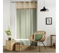 Douceur d'Intérieur – Voilage à œillets Greenybel – Voile sablé 140x240 cm – Finition Top Jute Vert