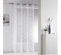 Panneau a oeillets 140 x 260 cm voile sable fils chenille chenilla Gris Douceur d'Intérieur Gris