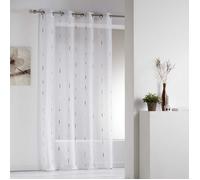Voilage à œillets 140 x 260 cm voile sablé fils chenille Chenilla - Naturel