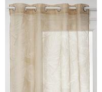 Voilage à œillets Beige Lin Motif Feuille 140 x 240 cm - Atmosphera
