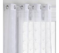 Atmosphera - Voilage à œillets Mia - Motifs brodés - 140 x 240 cm - Blanc