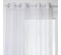 Voilage à œillets Blanc Motif Feuille 140 x 240 cm - Atmosphera
