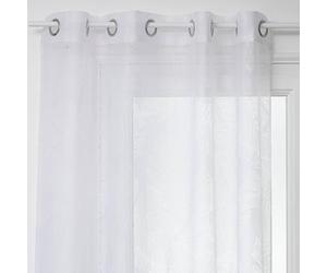 Voilage à œillets Blanc Motif Feuille 140 x 240 cm - Atmosphera