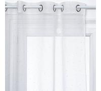 Voilage à œillets Blanc Motif Pois Or en Relief 140 x 240 cm - Atmosphera