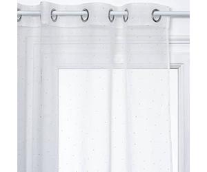 Voilage à œillets Blanc Motif Pois Or en Relief 140 x 240 cm - Atmosphera