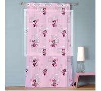 Disney Home Minnie Cute Voilage à oeillets | 100% Polyester | OEKO-TEX | 140x240cm | Imprimé Fille | Rose