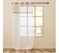 Voilage à œillets Louane 140 x 240 cm - voile sablé beige avec bande jute