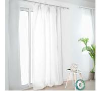 Voilage à nouettes en 100% lin Blanc 140x280 cm