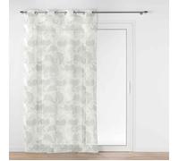 Douceur d'Intérieur – Voilage à œillets Ginko – Effet lin tissé imprimé – 140 x 240 cm – Blanc