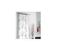 Douceur d'Intérieur – Voilage à œillets Looping – 140x240 cm – Blanc/Noir – Voile imprimé transfert