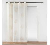 Douceur d'Intérieur Voilage à œillets Lotus 140 x 240 cm Voile sablé appliqué Beige