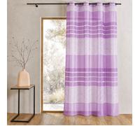 HomeMaison HM69391982 Voilage Fantaisie à Rayures Horizontales Polyester Parme 140 x 240 cm
