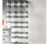 Voilage à rayures horizontales et fils argent Gris anthracite 145x240 cm