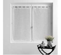 Voilage - AC-DÉCO - POMPONELLA - 2 x 60 x 120 CM - Blanc/Gris - Contemporain Design