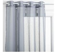 Voilage - ATMOSPHERA - Gris foncé - Rayures lurex argent - 140x240 cm - 8 œillets