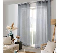 Voilage avec Œillets, 140x240cm, Bleu Marine, Effet Lin, Protège des Regards extérieurs, pour Salon Maison Chambre Fenêtre Draperies Intérieurs Semi-Transparent, Collection Maya, Enjoy Home