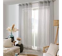 Voilage avec Œillets, 140x240cm, Gris Galet, Effet Lin, Protège des Regards extérieurs, pour Salon Maison Chambre Fenêtre Draperies Intérieurs Semi-Transparent, Collection Maya, Enjoy Home