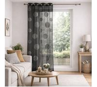 HomeMaison HM6980774631 Voilage en Étamine Brodé de Ronds Mêlés Noir