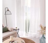Voilage Blanc, 140x240cm, avec 8 œillets argentés de diamètre 4cm, 100% Polyester Sablé, Collection Sablé, Enjoy Home