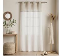 Voilage blanc - Effet lin bi-ton tamisant Beige 140x240 cm