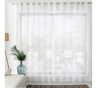 Voilage Blanc, Grande Largeur, 420x240cm (LxH), avec 24 œillets argentés de diamètre 4cm, 100% Polyester Sablé, Collection Sablé, Enjoy Home