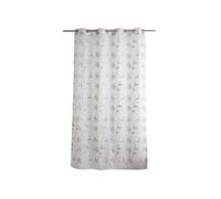 - Voilage brodé NATURA - 140 x 240 cm - Blanc et beige - Natura
