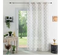 Voilage brodé style art déco Beige 140x240 cm